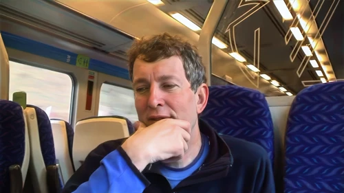 Michael on the train from Camborne to Liskeard.