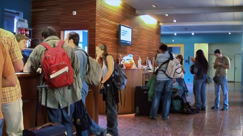 Reception at Zurich Youth Hostel.