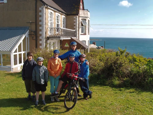 The group outside Coverack Youth Hostel.