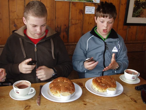 Ryan and Ash stunned by the teacake size at Boeveys, Simonsbath