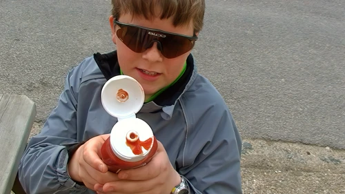 Ash recounts Zac’s high-pressure ketchup eruption outside the Challacombe shop