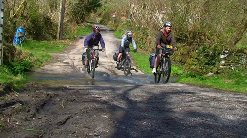 Splashing the ford on Broadoak Hill’s descent, Parracombe to Hunters Inn
