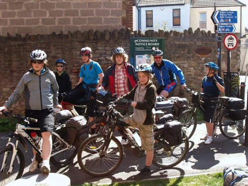 Group at the Bristol and Bath Railway Path start, Chimney Steps near Bristol Temple Meads.