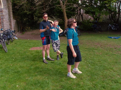 Relaxing at Old Mangotsfield Station during our lunch stop.