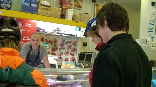 Ryan and Zac buy a haggis, planning to annoy everyone by cooking it in the hostel tonight.