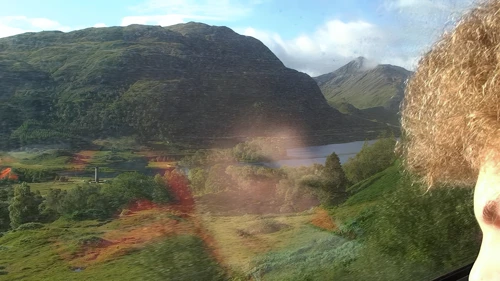 Glenfinnan Monument from the Mallaig train; we'd have visited by bike.