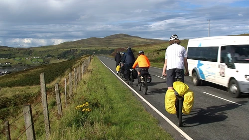 Rolling into Uig ferry terminal, Isle of Skye.