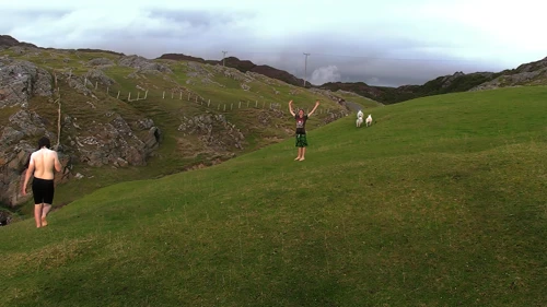 Sheep roam the grassy dunes between Achmelvich’s two beaches.