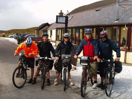 The group outside the Altnacealgach Inn after a tasty lunch