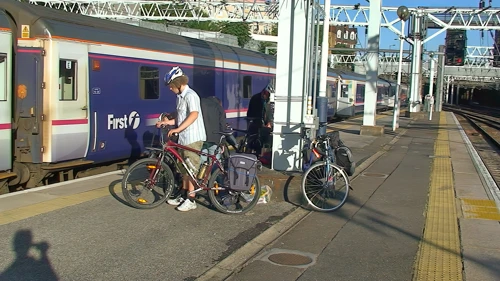 Disembarking the sleeper train at Euston Station, London