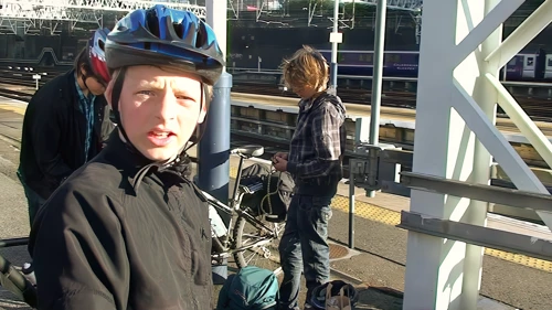 Disembarking the sleeper train at Euston Station, London