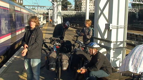 Disembarking the sleeper train at Euston Station, London