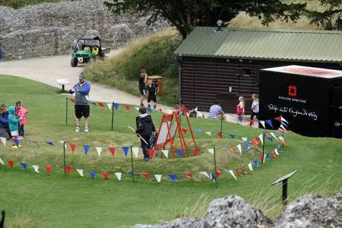 John and George enjoy coffees at Old Sarum