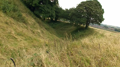 Old Sarum’s inner moat separating Outer and Inner Wards