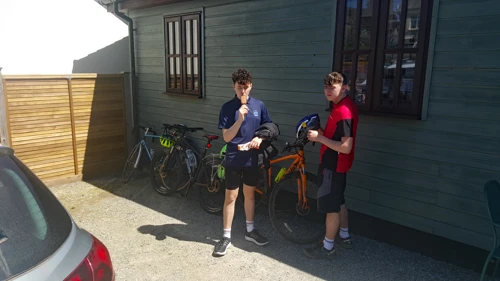 Preparing to leave the Holne café after lunch