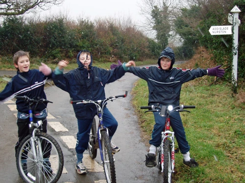 Our youngsters enjoy the snow near Gidleigh Bridge.