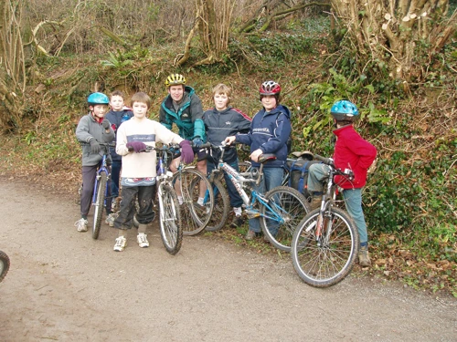 Henry, Kane, Dennis, Michael, Josh, Zac and Donald on the Totnes cycle path