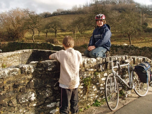 Dennis and Zac at Littlehempston Bridge