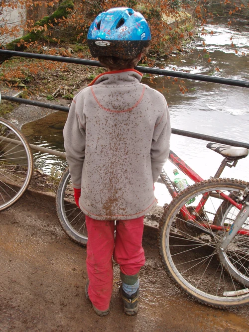 Donald enjoyed the muddy descent past Manor Farm.