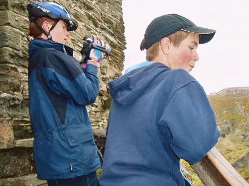 End of the road—the castle door was firmly shut, so Joe filmed back to the mainland.