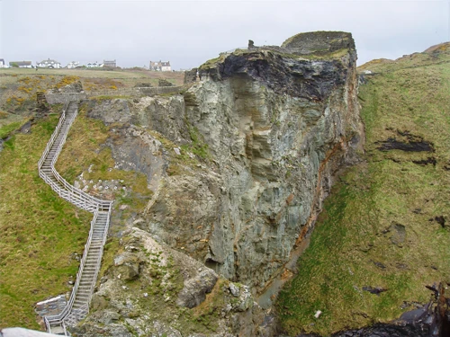 View back to the mainland from Tintagel Castle island.
