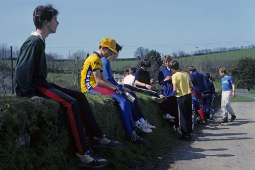 Lunch on the wall opposite Challacombe village shop.