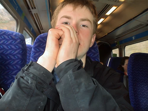 Joe on the train from Camborne.