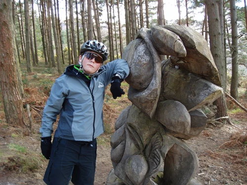 Sculptures in the woods on Horner Hill, 11.7 miles into the ride. New photo for 2024.