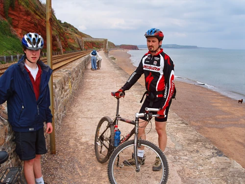 Joe and Tao on the coast path from Dawlish Warren to Dawlish.