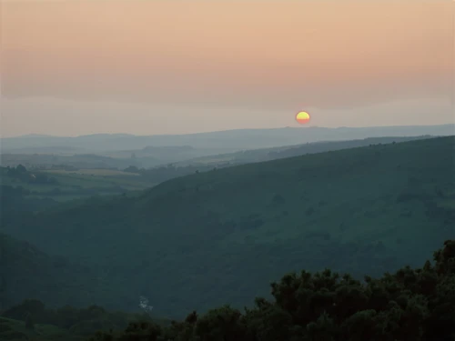The last light over Two Bridges; Dart Valley already cloaked in shadow.