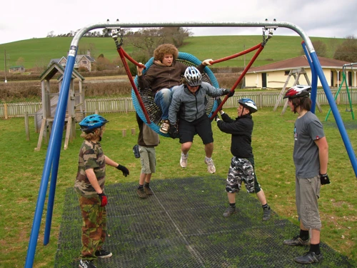 New play equipment keeps everyone amused in Staverton park.
