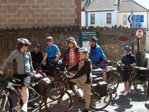 Group at the Bristol and Bath Railway Path start, Chimney Steps near Bristol Temple Meads.