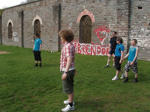 (Left to right) Zac, Ryan, Tao, Ash and Callum in the old station grounds.