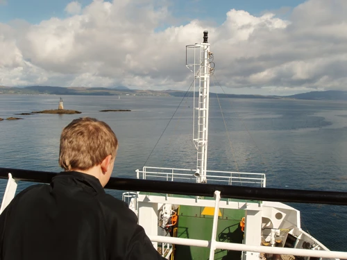Callum enjoys the view from the Mallaig-Armadale ferry.