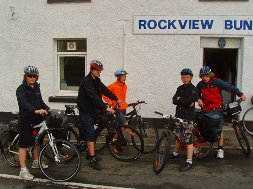 Preparing to leave Rockview Bunkhouse, Tarbert.