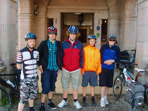 Callum, Zac, Ryan, Hallam and Ash at Carbisdale Castle Youth Hostel.