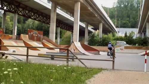 BMX track makes good use of space under the Dättwil flyover, near Baden.