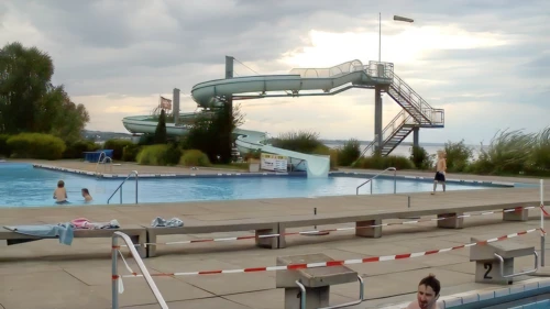 The water slide at Rorschach See youth hostel.