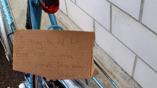 Cheeky note on Michael’s Mercian as we left Rorschach See.