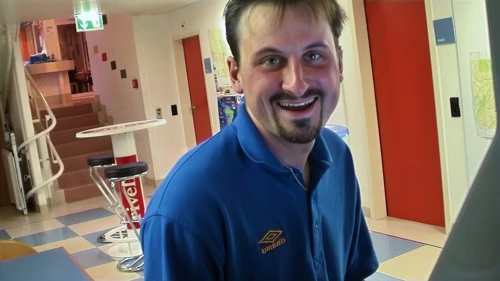 Tao gets through to his partner online at Schaan Youth Hostel.