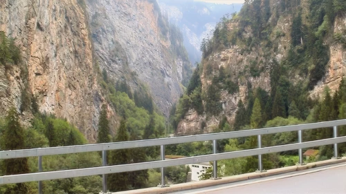The road heads up into the Viamala Gorge from Thusis, 48.7 miles into the ride.