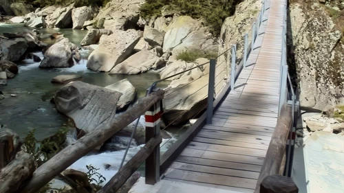 Footbridge over the Hinterrhein near Sufers, 6.9 miles into the ride.