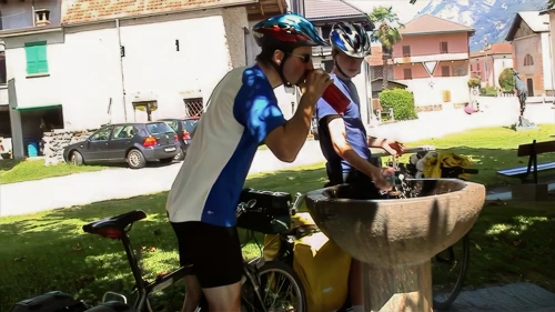 Liquid refreshment at Preonzo on a scorching day, 10.1 miles in