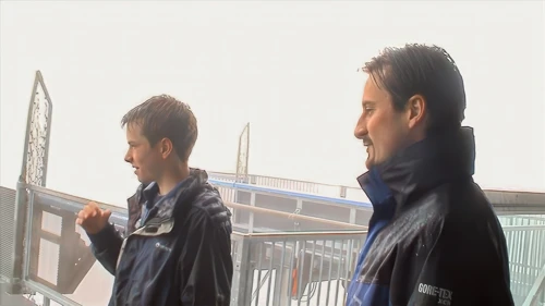 Joe and Tao waiting at the upper station for the return car