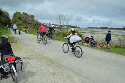 Approaching Padstow on a very busy Camel Trail.