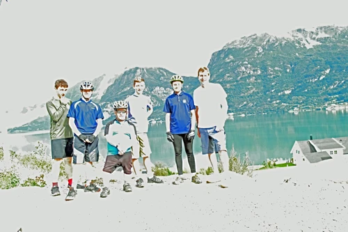 Botched camera settings produced this ‘interesting’ group shot at Lustrafjord