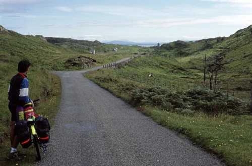 First glimpse of Rodel church, halfway between Leverburgh and Rodel, Harris.
