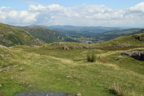 Fabulous views back over Little Langdale from the top of Wrynose Pass.