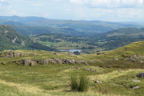 Little Langdale Tarn and Slater's Bridge, from Wrynose Pass.