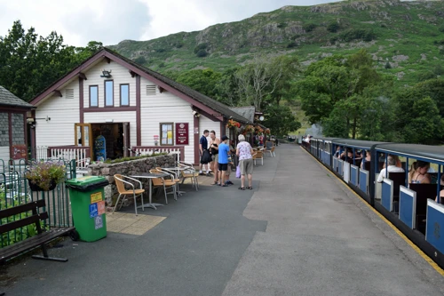 The miniature steam train prepares to leave Dalegarth Station, near Boot.